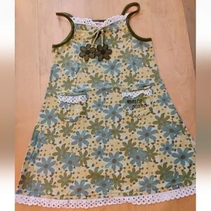 Vintage Mezzo Piano Dark Olive Green Dress / Tunic Top, Size 120cm